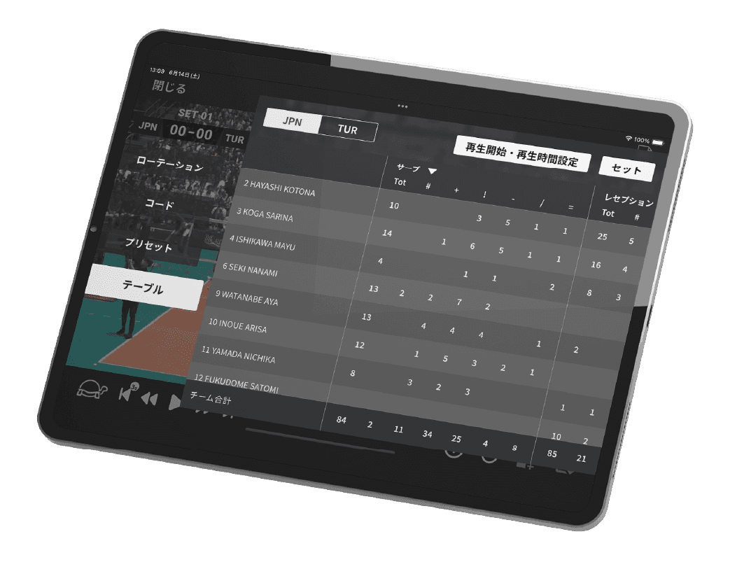 Fliplayer のデータ表示画面